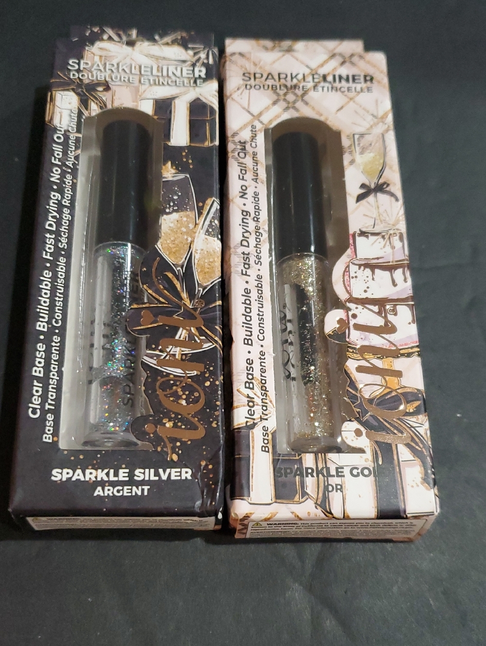 2pack sparkle silver argent gold or VIP soiree precise brush tip eye liners FREE